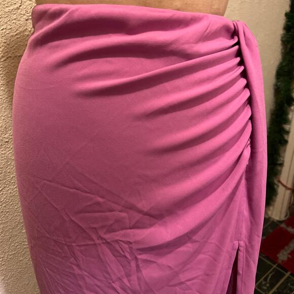 Open Edit Pink Faux Wrap Midi Skirt Size 1X - Picture 4 of 13